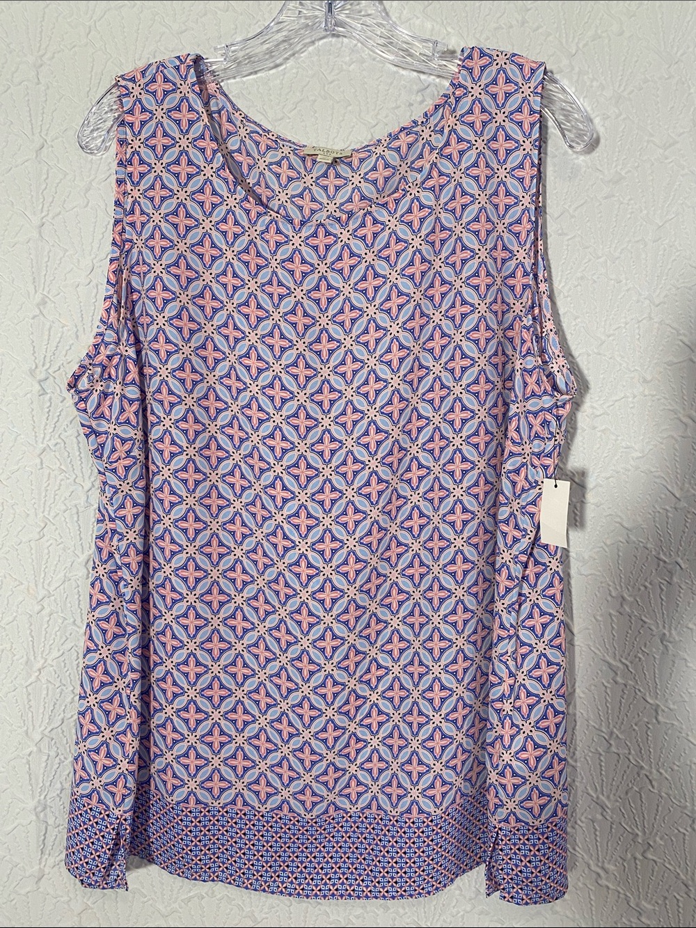Talbots Pink & Lavender Geometric Print Top